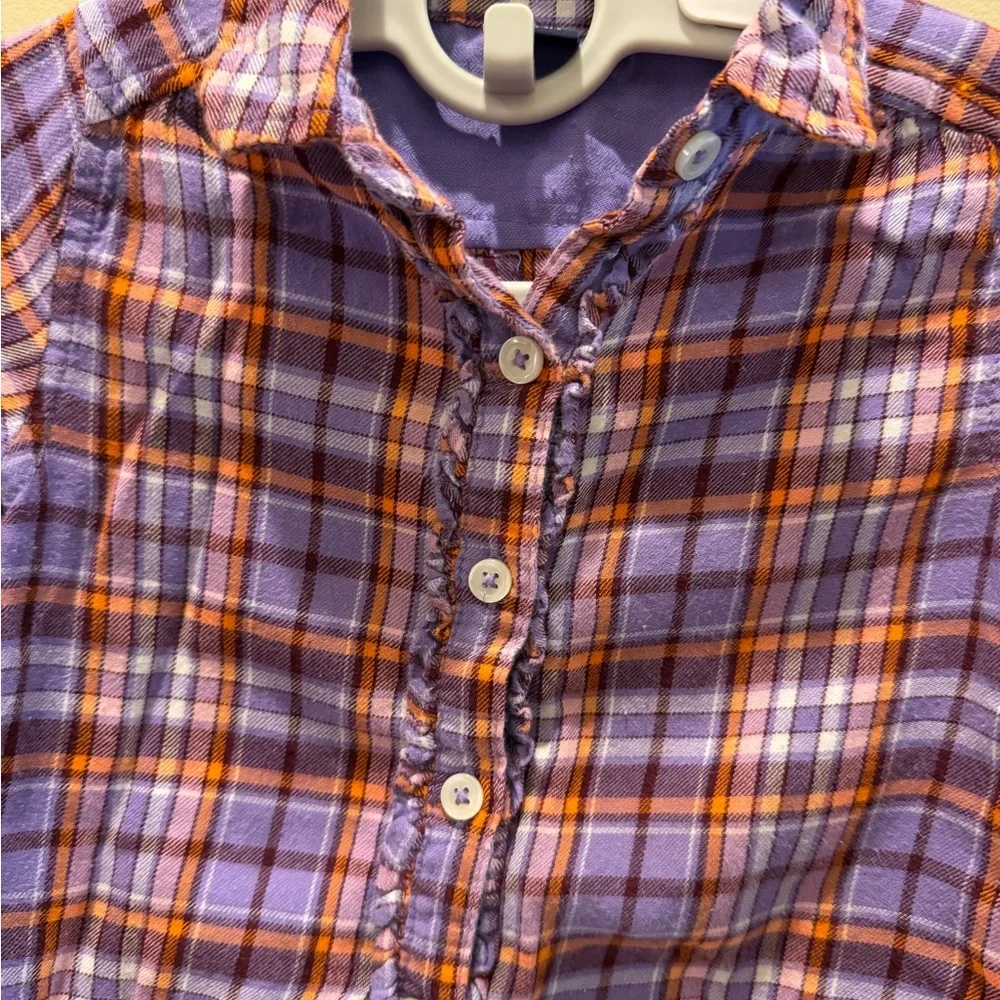 Baby GAP Girls Purple Plaid Shirt and Old Navy Layering Tee Shirt
